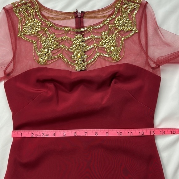 Marchesa notte dress vintage burgundy embellished cocktail evening size 0 - Picture 9 of 12